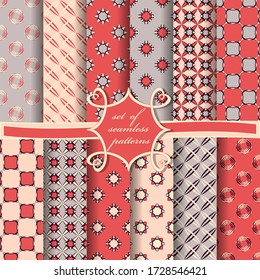 set of seamless vector paper with abstract geometric shapes decorative flowers and design elements for decoration
