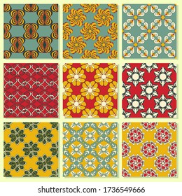 set of seamless vector paper with abstract geometric shapes decorative flowers and design elements for decoration
