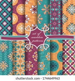 set of seamless vector paper with abstract geometric shapes decorative flowers and design elements for decoration