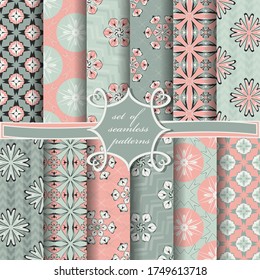 set of seamless vector paper with abstract geometric shapes decorative flowers and design elements for decoration