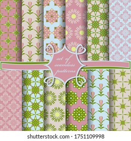 conjunto de papel vectorial sin fisuras con formas geométricas abstractas flores decorativas y elementos de diseño para la decoración