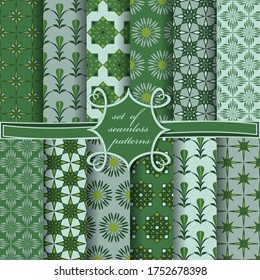 set of seamless vector paper with abstract geometric shapes decorative flowers and design elements for decoration