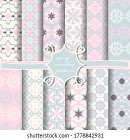 set of seamless vector paper with abstract geometric shapes decorative flowers and design elements for decoration