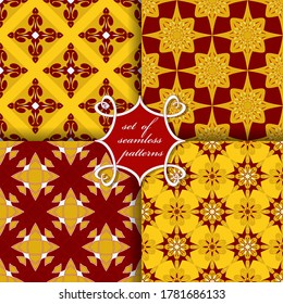 set of seamless vector paper with abstract geometric shapes decorative flowers and design elements for decoration