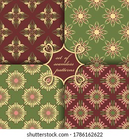 set of seamless vector paper with abstract geometric shapes decorative flowers and design elements for decoration