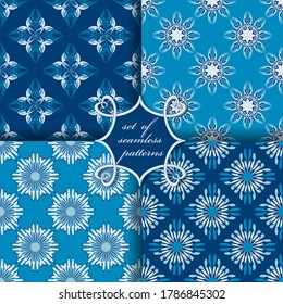 set of seamless vector paper with abstract geometric shapes decorative flowers and design elements for decoration