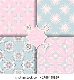 conjunto de papel vectorial sin fisuras con formas geométricas abstractas flores decorativas y elementos de diseño para la decoración