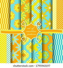 set of seamless vector paper with abstract geometric shapes decorative flowers and design elements for decoration