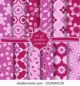 set of seamless vector paper with abstract geometric shapes, decorative flowers and design elements for decoration