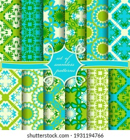 Set of seamless vector paper with abstract decorative shapes, circular patterns