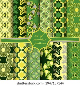 Set of seamless vector paper with abstract decorative shapes, circular patterns