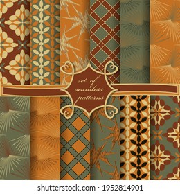 Set of seamless vector paper with abstract decorative shapes. Can be used for wallpaper, image fill, web page, background, surface.