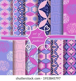 Set of seamless vector paper with abstract decorative shapes. Can be used for wallpaper, image fill, web page, background, surface.
