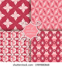 conjunto de papel vectorial sin fisuras con formas geométricas abstractas, flores decorativas y elementos de diseño para la decoración