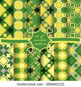 Set of seamless vector paper with abstract decorative geometric shapes. Can be used for wallpaper, image fill, web page, background, surface.
