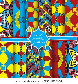 set of seamless vector paper with abstract geometric shapes, decorative flowers and design elements