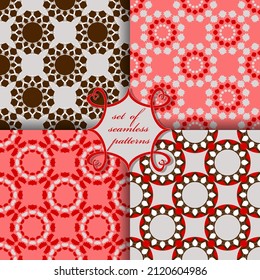 Set of seamless vector paper with abstract decorative circular patterns. Mandala