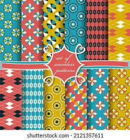 Conjunto de papel vectorial sin fisuras con formas decorativas abstractas, patrones circulares.  Se puede usar para fondo de pantalla, rellenar imágenes, página web, fondo, superficie.