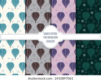 Conjunto de patrones vectoriales sin fisuras con globos de aire. Elementos decorativos para raspar reserva, papel envolvente. EPS10