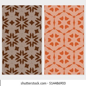 set of seamless vector pattern. floral ornament. interior decoration, wallpaper, presentation, fashion design. brown color