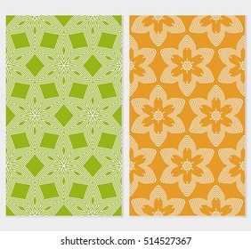 set of seamless vector pattern. floral ornament. interior decoration, wallpaper, presentation, fashion design. green, yellow color