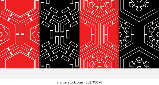 set of seamless vector pattern of hexagons. for wallpaper, banner, page fill. red, black color