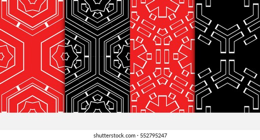 set of seamless vector pattern of hexagons. for wallpaper, banner, page fill. red, black color