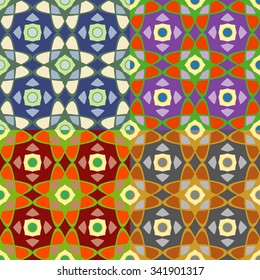 Set of seamless vector pattern of round and oval shapes