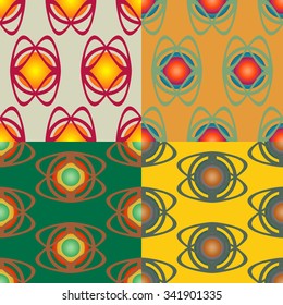 Set of seamless vector pattern of round and oval shapes