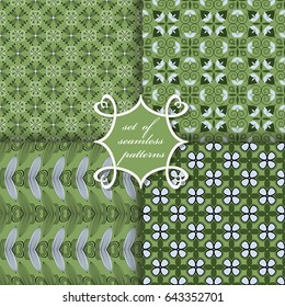 Set of seamless vector patterns. Abstract figures and design elements for scrapbook