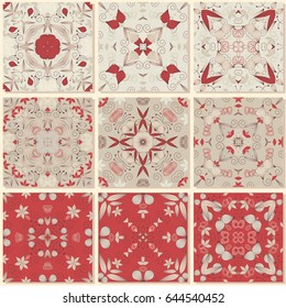 Set of seamless vector patterns. Abstract figures and design elements for scrapbook