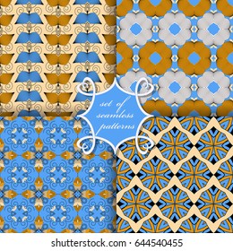 Set of seamless vector patterns. Abstract figures and design elements for scrapbook