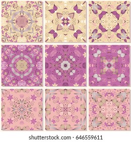 Set of seamless vector patterns. Abstract figures and design elements for scrapbook