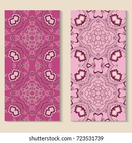 Set of seamless vector patterns. Abstract decorative floral figures.  Design scrapbook elements. Can be used for birthday, wedding, fills images, web page, background, surface
