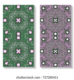 Set of seamless vector patterns. Abstract decorative floral figures.  Design scrapbook elements. Can be used for birthday, wedding, fills images, web page, background, surface
