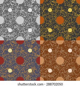 A set of seamless vector patterns of circles on the background of spots of varying size
