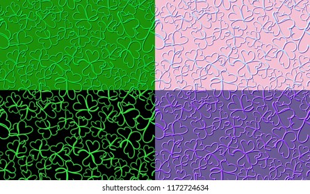 Set of the seamless vector patterns of the clover's meadow