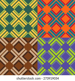 Set of seamless vector patterns of colored rectangles