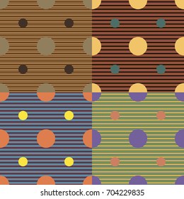 Set of seamless vector patterns in different colors with geometric elements