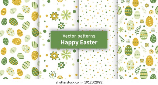 Set of seamless vector patterns for Easter holidays design concept.