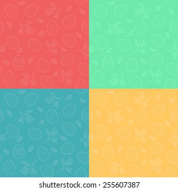 Set of seamless vector patterns with Easter eggs and branches