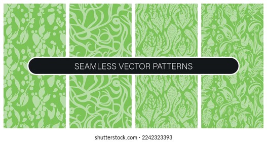 Set of seamless vector patterns in flat colors
