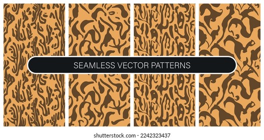 Set of seamless vector patterns in flat colors