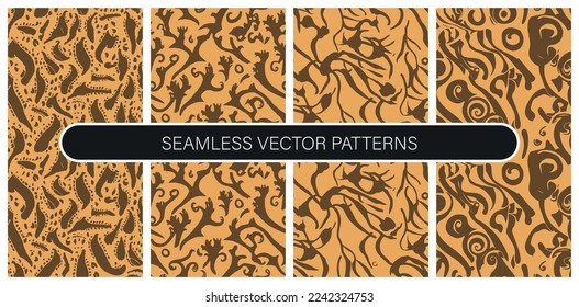 Set of seamless vector patterns in flat colors