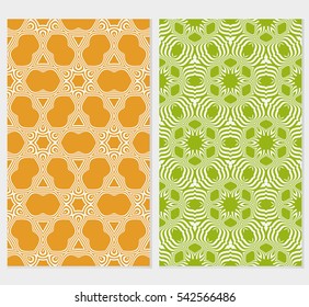 Set of seamless vector patterns. Geometric floral pattern of lines and shapes. Modern design for backgrounds, wallpaper, invitations.