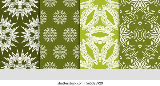 Set of seamless vector patterns. Geometric floral pattern of lines and shapes. Modern design for backgrounds, wallpaper, invitations.