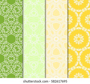 Set of seamless vector patterns. Geometric floral pattern of lines and shapes. Modern design for backgrounds, wallpaper, invitations.
