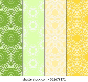 Set of seamless vector patterns. Geometric floral pattern of lines and shapes. Modern design for backgrounds, wallpaper, invitations.