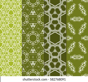 Set of seamless vector patterns. Geometric floral pattern of lines and shapes. Modern design for backgrounds, wallpaper, invitations.