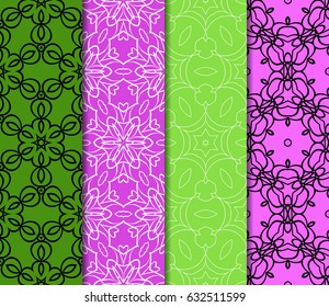 Set of seamless vector patterns. Geometric pattern of lines and shapes. Modern design for backgrounds, wallpaper, invitations.